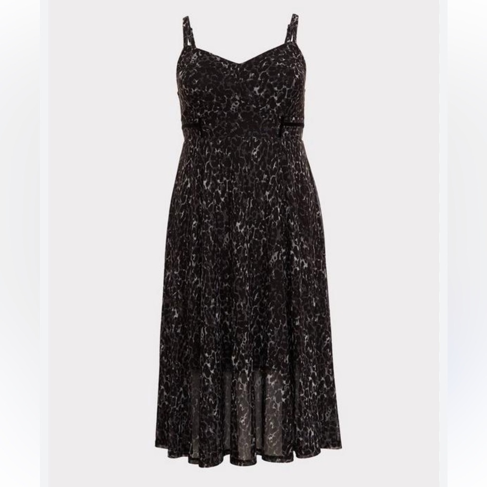 Torrid Dark Grey Leopard Mesh Midi Dress Sz 0X